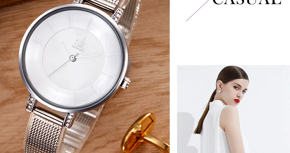 Shengke Роскошные Нержавеющая сталь женские часы женские Золотой браслет часы Relogio Feminino кварцевые наручные часы# K0033