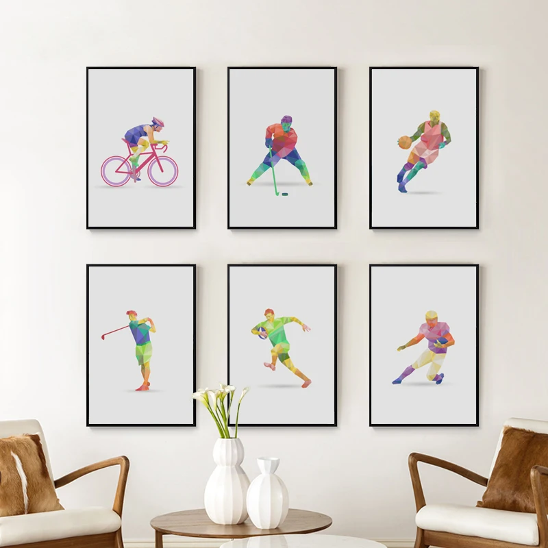 Geometric Sports Abstract Sports Inspirational A4 Canvas Painting Art