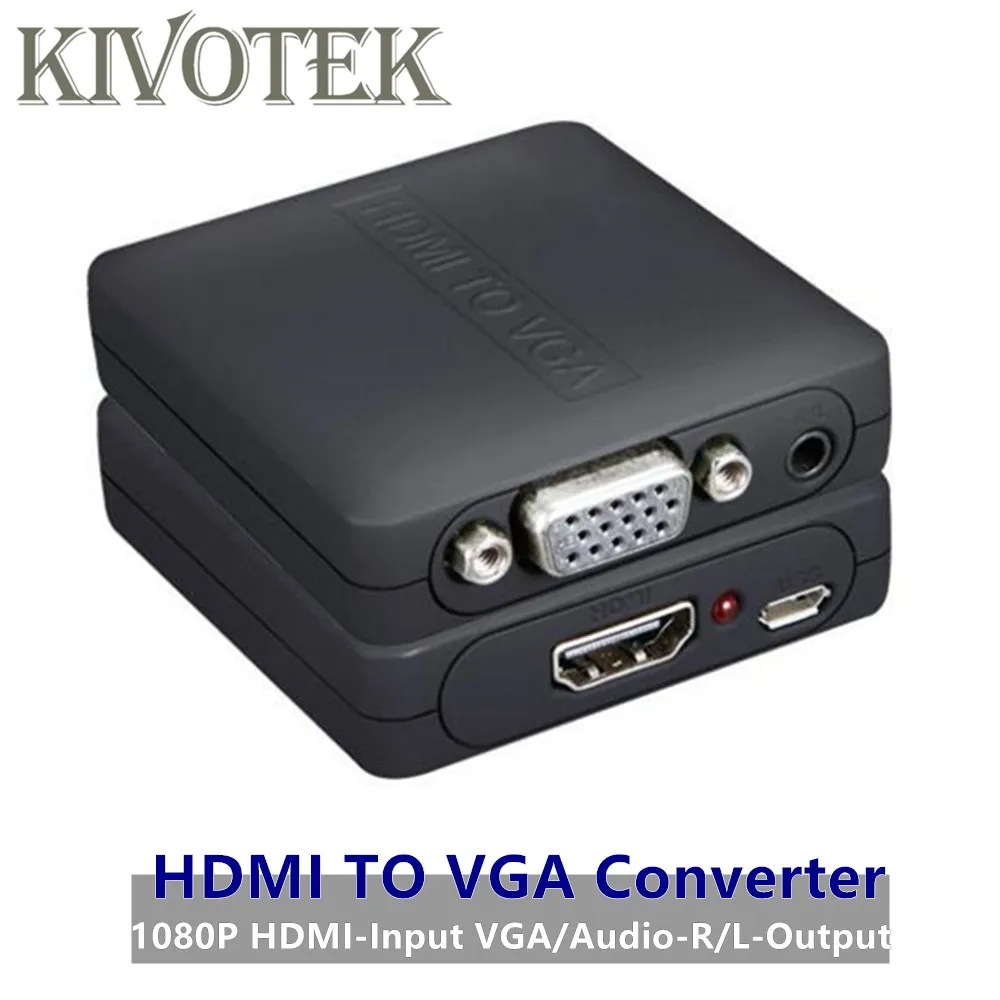 KIVOTEK 2 шт./лот HDMI конвертер VGA с аудио R/L выход взимаются микро кабеля USB |