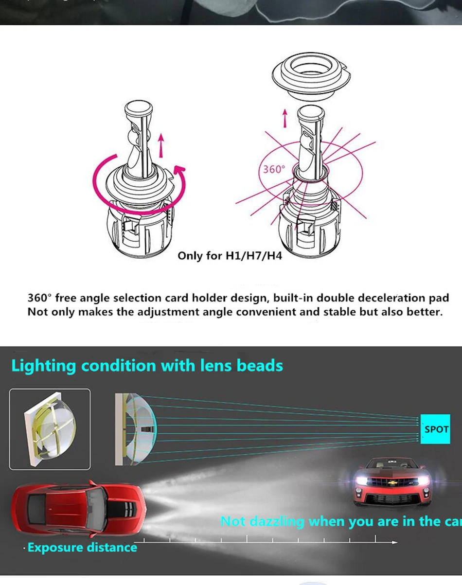 1 комплект H8 H9 H11 120W 15600LM XHP-70 объектив чипы X70 Автомобильный светодиодный фар переднего света лампы H4 H7 9005/6 HB3/4 9012 D1S/D2S/D3S/D4S 6K