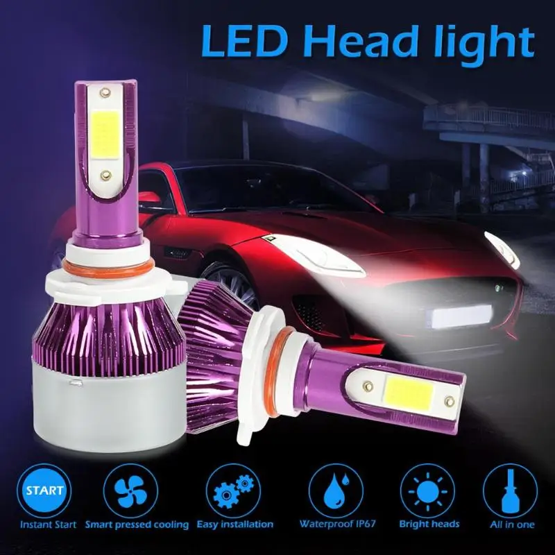 

1 Pair Auto COB LED Car Headlight Bulbs 72W 6500K Headlamp Fog Light IP67 Waterproof LED Car Brighter Headlight Bulbs