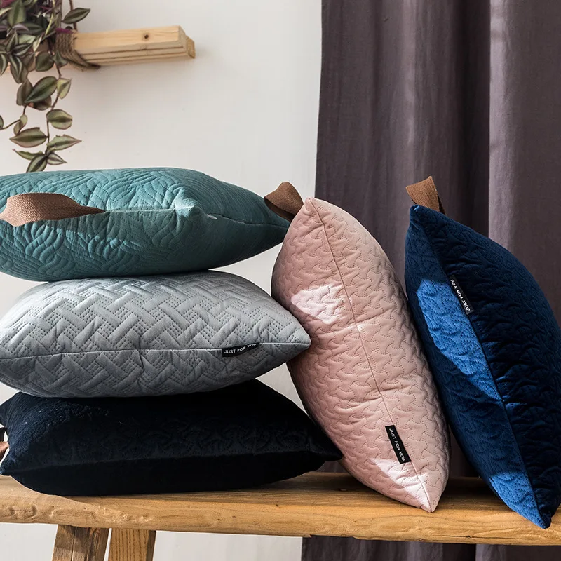 

Soft Velvet Embossing Home Decorative Throw Pillow Cover Grey Black Blue Cushion Cover For Sofa 45x45cm Decorative Pillow Case