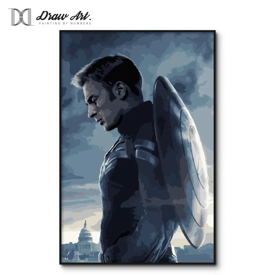 

Captain America painting by numbers movies on canvas drawing for coloring by numbers with paint package for hoom decor