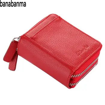 

banabanma Blocking Accordion Wallet Creative Litchi Pattern Double Zipper Multi card Holder Small Purse With Large Capacity ZK50