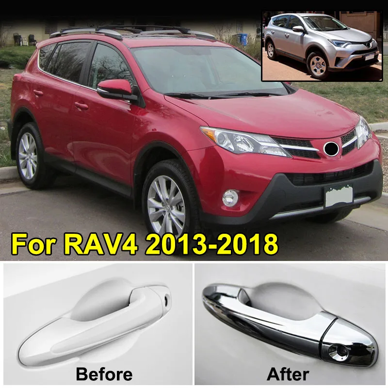 Хромированная накладка на дверную ручку для Toyota Rav4 2013, накладка, молдинг, декоративный накладной протектор, Стайлинг