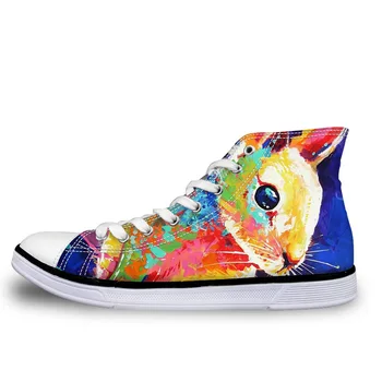 

NOISYDESIGNS Artistic Painting Animal Printed Men's High Top Vulcanize Shoes Spring Summer Breathable Canvas Shoes Men