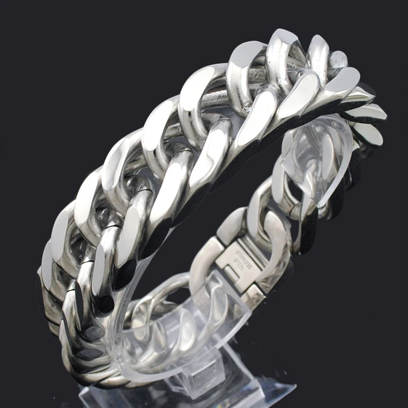 Goede ATGO 20mm Breedte Punk 316L Rvs Armband Mannen Biker Chain mannen Zware Cool Armbanden Bangle 2017 sieraden KB689