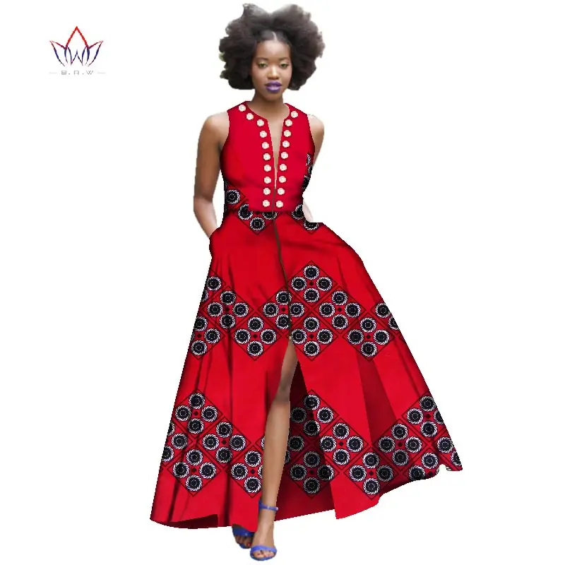 Dashiki 2019 التقليدي الأفريقي اللباس للنساء Vestidos الزخرفية اللؤلؤ مثير فستان طويل زائد حجم مكتب اللباس BRW WY2507
