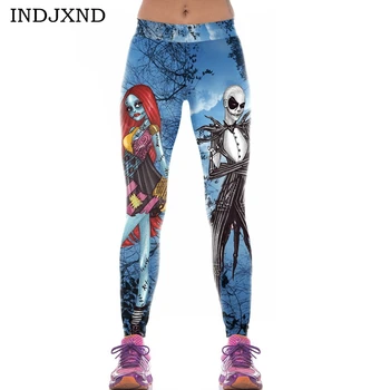 

INDJXND Summer Women Casual Print Pant Leggings Digital Halloween Zombie Bride Series Women's Clothing Elastic Casual Leggings