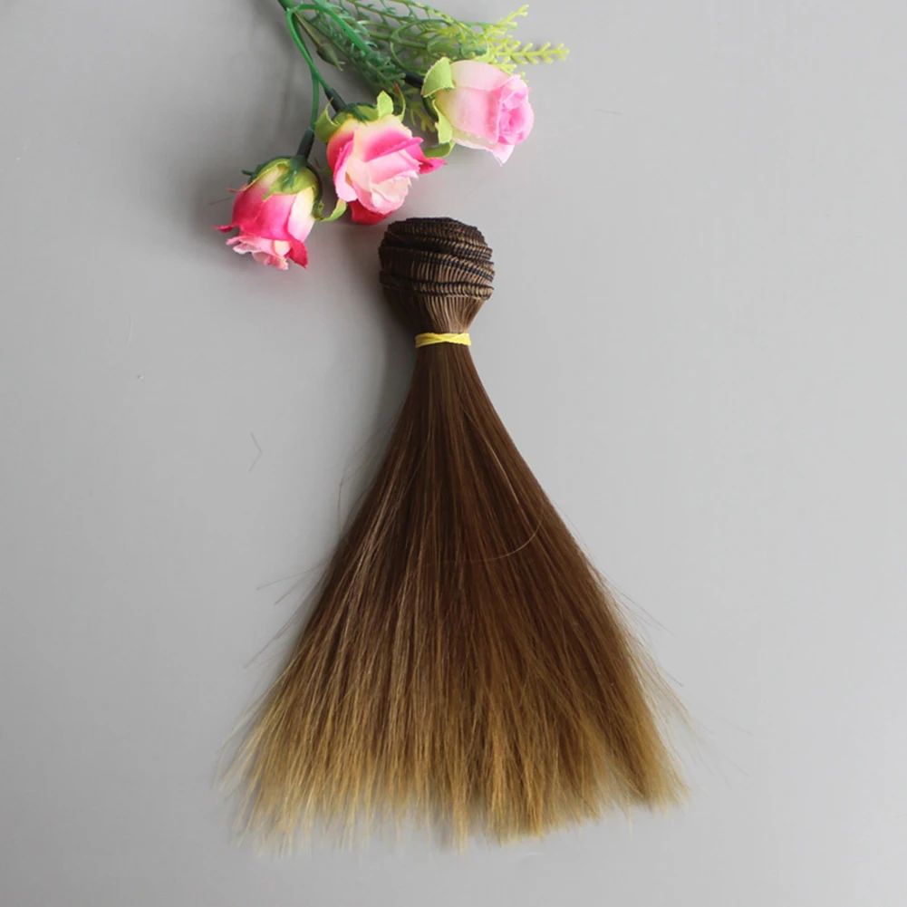 15 см длинные прямые синтетические волокна парик Наращивание волос для BJD SD Кукла аксессуар куклы парики высокая температура провода