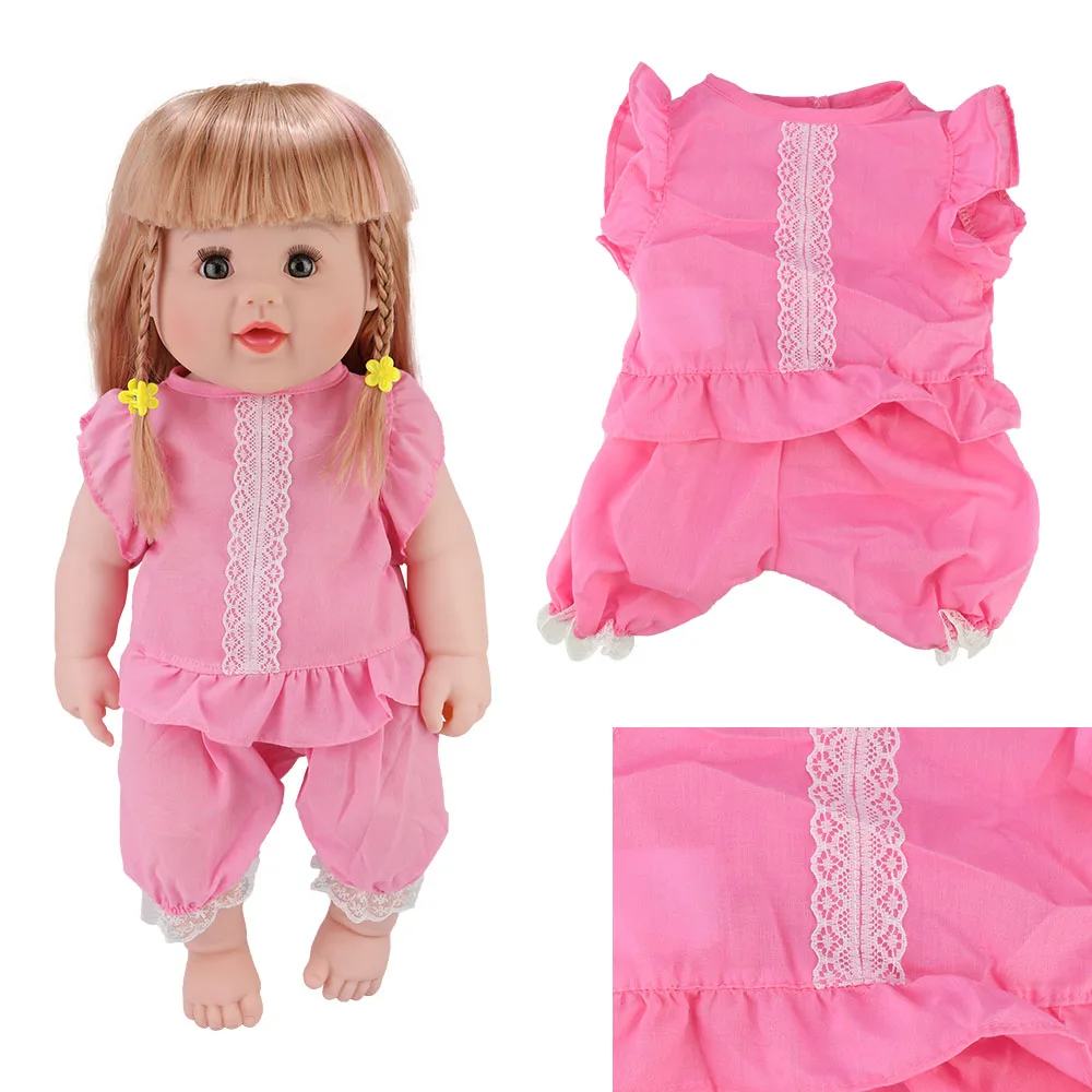 

43cm-50cm silk CLOTH! pink Girl cotton Clothes suitable doll lol accessory boneca Baby reborn toy Clothes Dress Fashion Gift