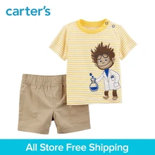 Carter s 2 Piece baby children kids clothing Boy Summer Jersey Tee Canvas Short Set 229G668