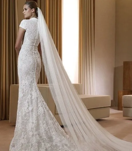 Свадебная фата недорогая длинная Фата с расческой двухслойная 3 метра свадебные