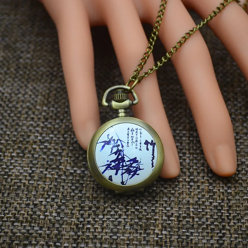 Модные кварцевые карманные часы Ожерелье Подвеска для женщин Роза брелок часы бронзовые красочные дерево цветок Картина Античная Длинная цепочка