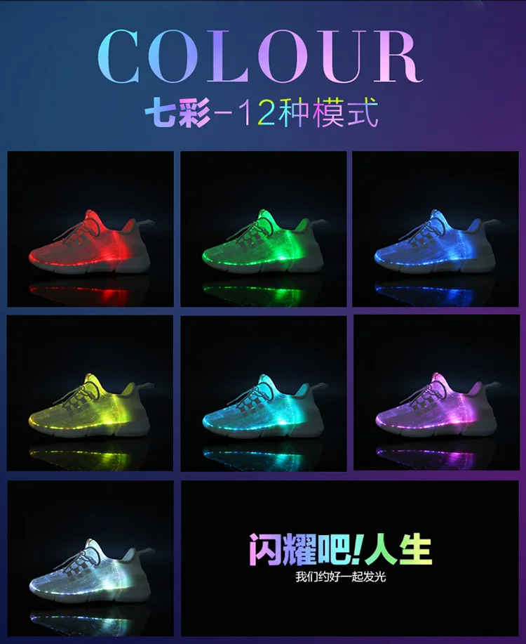 Tecido de Fibra Tênis com Luz Óptica Cores Piscando Iluminar Sapatos 11 Adolescente Girls & Boys Recarregável Usb Luminosa Size25-46 6 High Quality Mamãe e Bebê