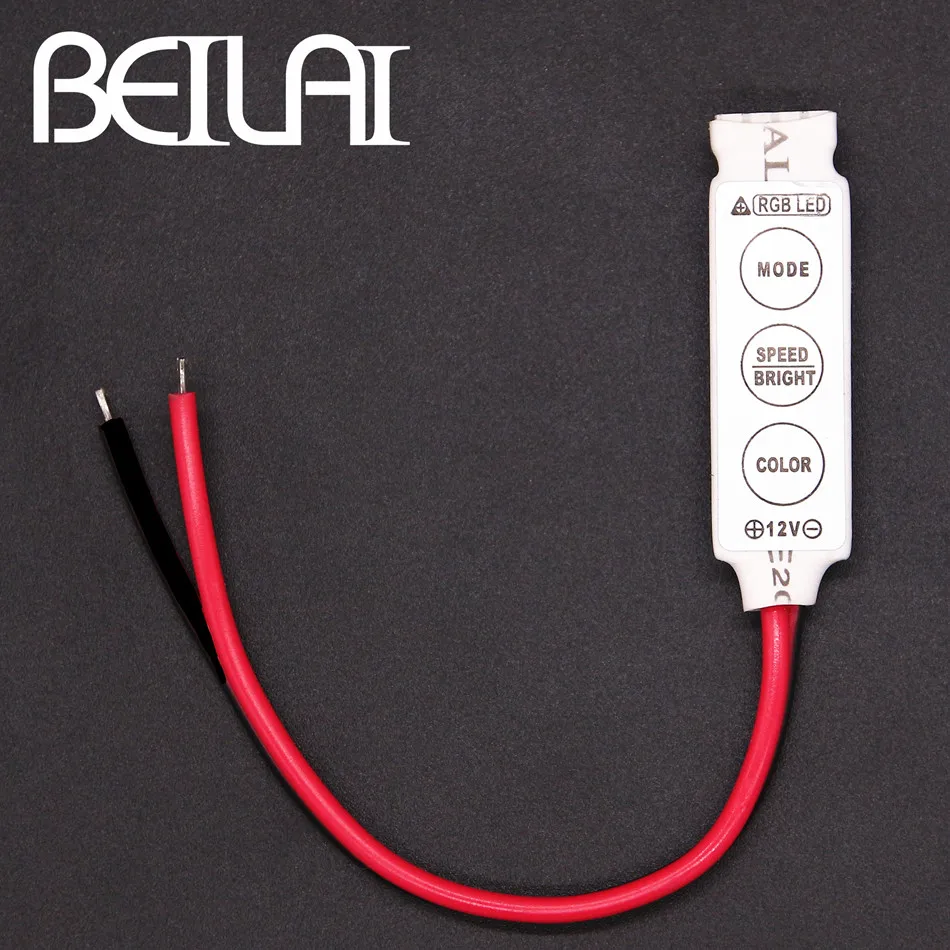 BEILAI DC 12 В 6A светодиодный RGB контроллер Диммер Мини 3Key пульт дистанционного