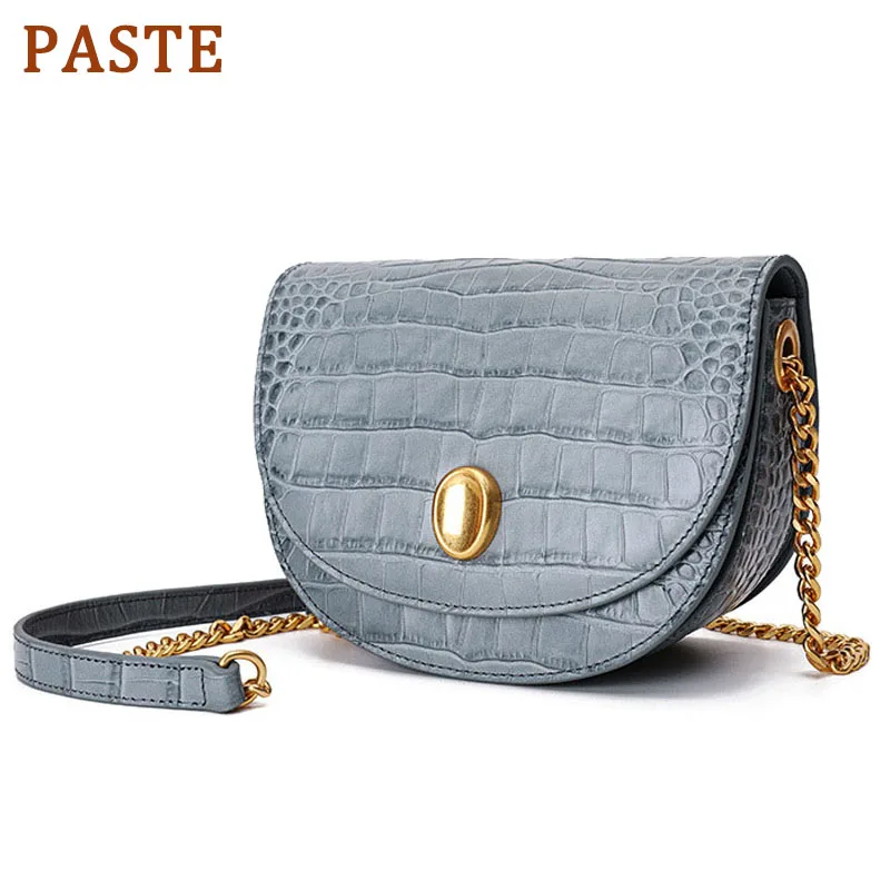 

PASTE Genuine Leather Handbags for Women 2019 Luxury Designer Retro Saddle Shoulder Bags Famous Brands Ladies Crossbody Bag