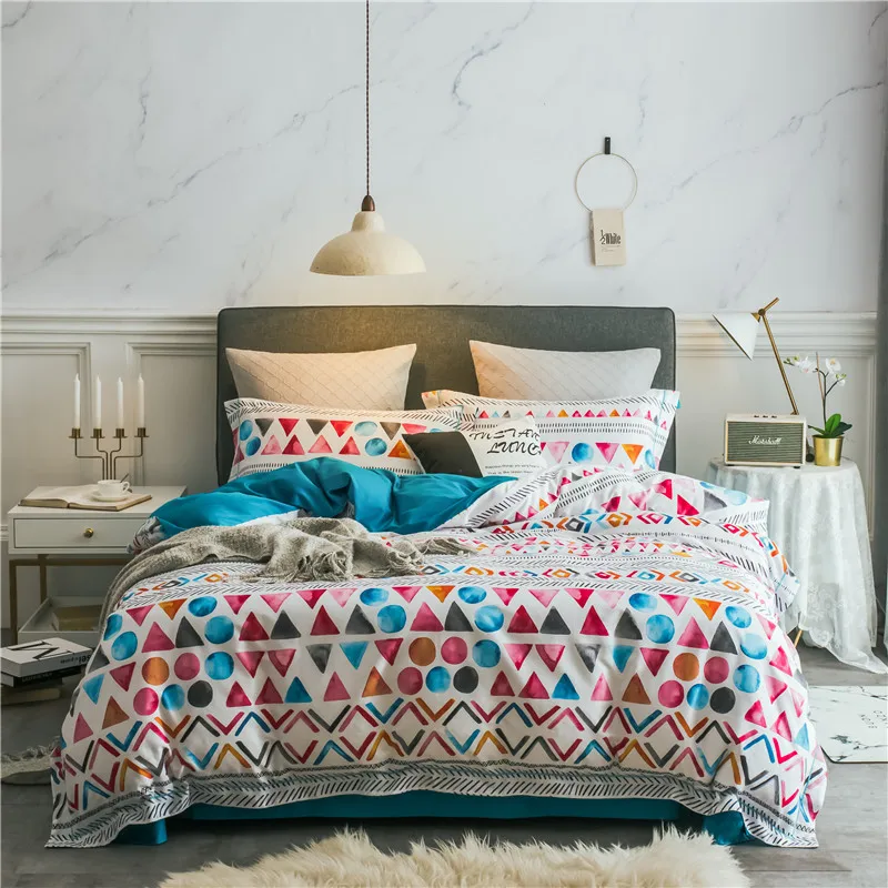 

New Product Colorful 4 Pcs Bedding Set egyptian cotton Bedclothes diamond pattern Bed Linens Duvet Cover Set Bed Sheet