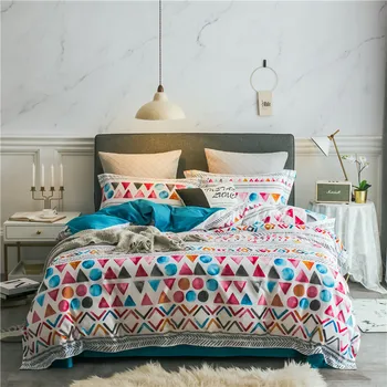

New Product Colorful 4 Pcs Bedding Set egyptian cotton Bedclothes diamond pattern Bed Linens Duvet Cover Set Bed Sheet