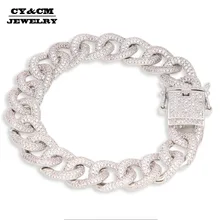 CY& CM 12 мм браслет с кубинским соединением из циркония хип-хоп панк цепочка для колье шикарный Шарм для мужчин роскошная коробка застежка Ювелирная 8"