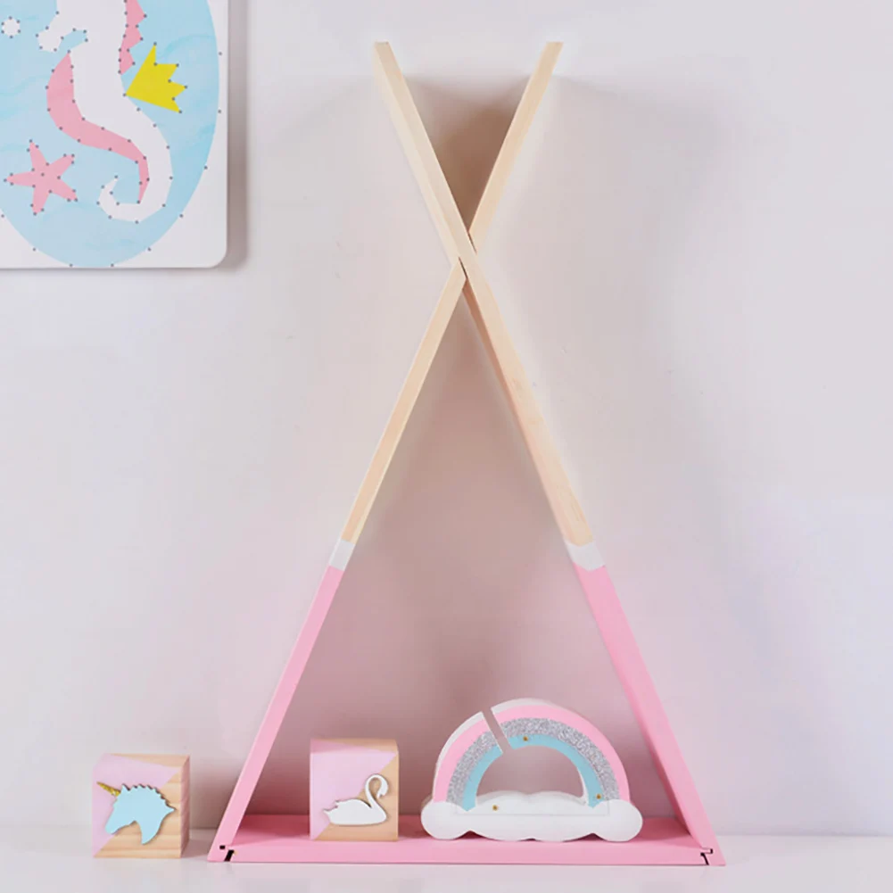 

Creative Triangle Wall Frame House Shelf Display Rack Living Room Bedroom Children Room Decoration Crafts Storage Rack Hot Sale