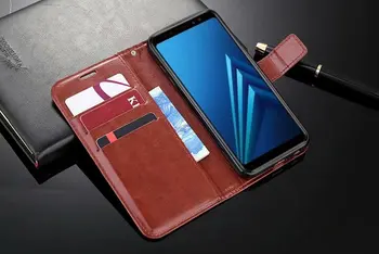 

100pcs/lot free shipping Book Style Crazy Horse Lines Leather Wallet Case for Samsung Galaxy J7duo A9star A9star lite