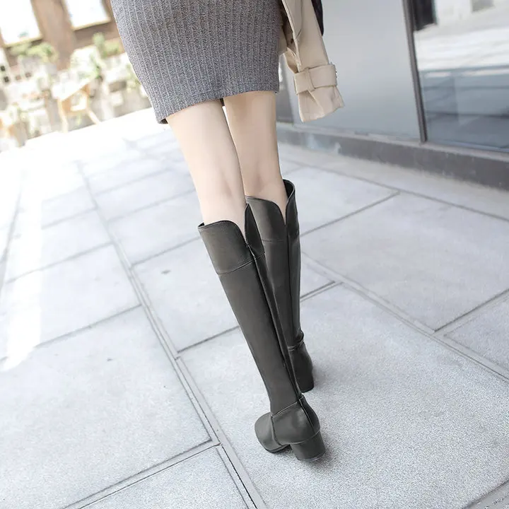 Женские модные сапоги до колена с квадратным носком; сезон осень-зима; удобные высокие сапоги на толстом каблуке; женская обувь на молнии; коллекция года; цвет белый, черный