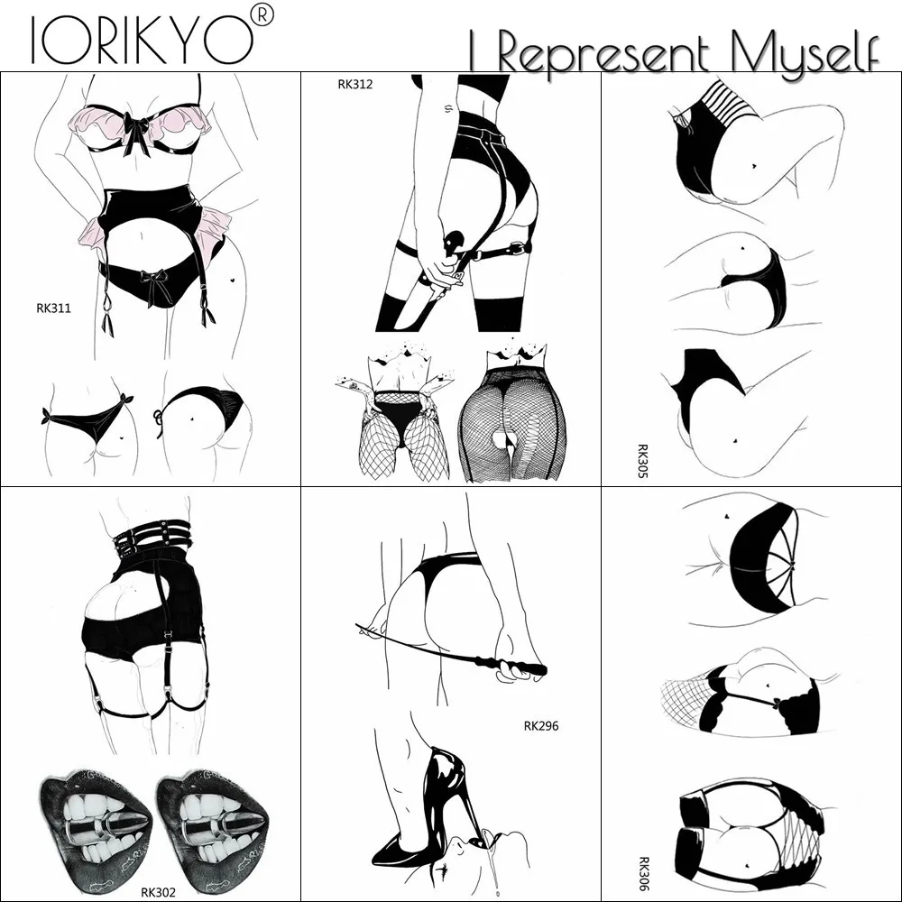 

IORIKYO Sexy Charm Temporary Tattoo Stickers Women Adult Old School Waterproof Tatoos Girls Makeup Tips Fake Black Tattoo Paste
