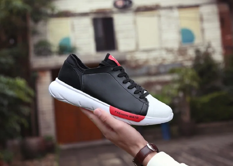 New Spring Autumn Man Sneakers Skateboarding Walking Shoes Leather Breathable Lace Up Flat Light Weight Hard-Wearing Man Shoes (5)