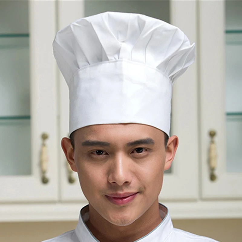 Hot Sale 1PC Adult Elastic White Chef Hat Baker Kitchen Cooking Hat