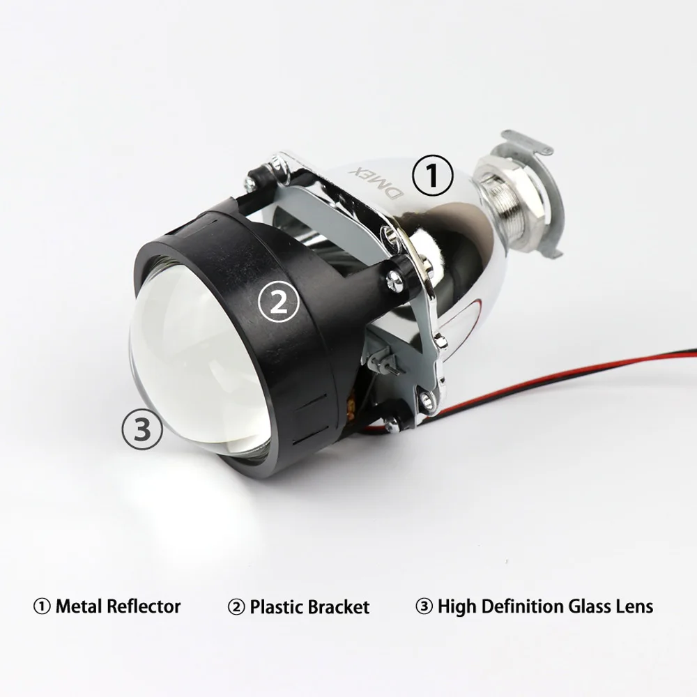 DMEX 2.5 Inch HID Bi-Xenon WST Mini H1 Projector Lens with Shroud, Suitable For H4 H7 Car HeadLight, LHD RHD