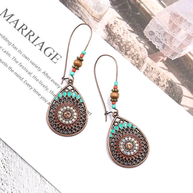 

Bohemian Fashion Personality Earrings Water Drop Earrings Alloy Oil Dropping Long Earrings for Women Jewelry Statement Earrings