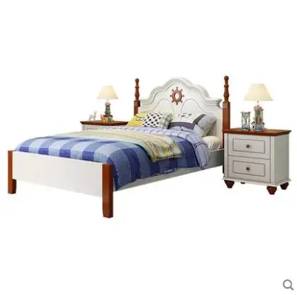 Children Beds kids Furniture blue and white solid wood kids beds child bed chambre bebe European style hot new boys beds 120*200 Children Beds kids Furniture blue and white solid wood kids beds child bed chambre bebe European style hot new boys beds 120*200