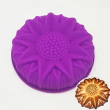 25*25*5.5 CM 167G Grande Colorido y Hermoso Girasol Forma 3D Molde de Pastel de Silicona Para Hornear Herramientas para Hornear El Envío Libre