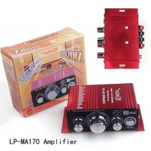 Baja distorsión Altavoz rojo con conexión estéreo Hi-Fi, 2x20W, RCA, 12V, Mini amplificador Digital MP3, LP-MA170, Audio para coche, 2 canales