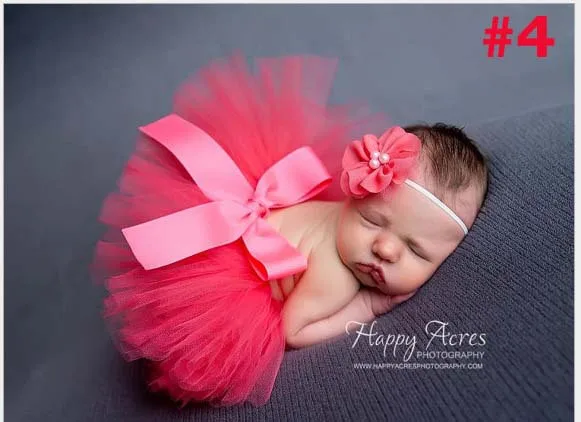 Юбка-пачка для новорожденных, детская юбка-пачка с подходящей повязкой на голову для фотосъемки новорожденных, подарок для душа TS001 - Цвет: color 4