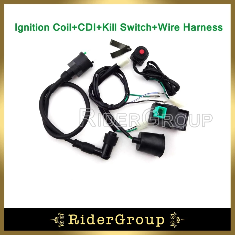 Pit Dirt Bike Wiring Loom Harness Kill Switch Ignition Coil AC CDI For