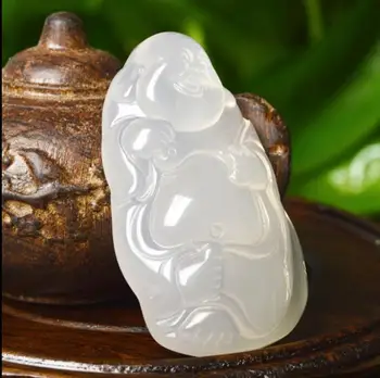 

Natural agate chalcedony jade crafts men and women Lucky Buddha pendant