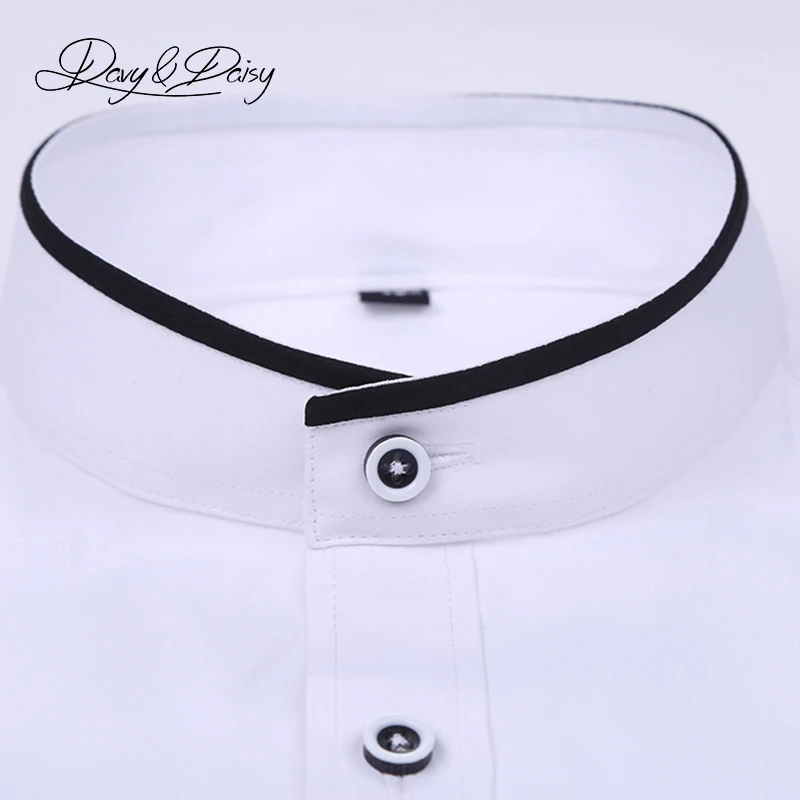 Men Shirt Mandarin Collar Long Sleeved Classical Solid Shirt Men Slim Fit Dress Business camisa masculina DS089 dress shirts men casual shirts