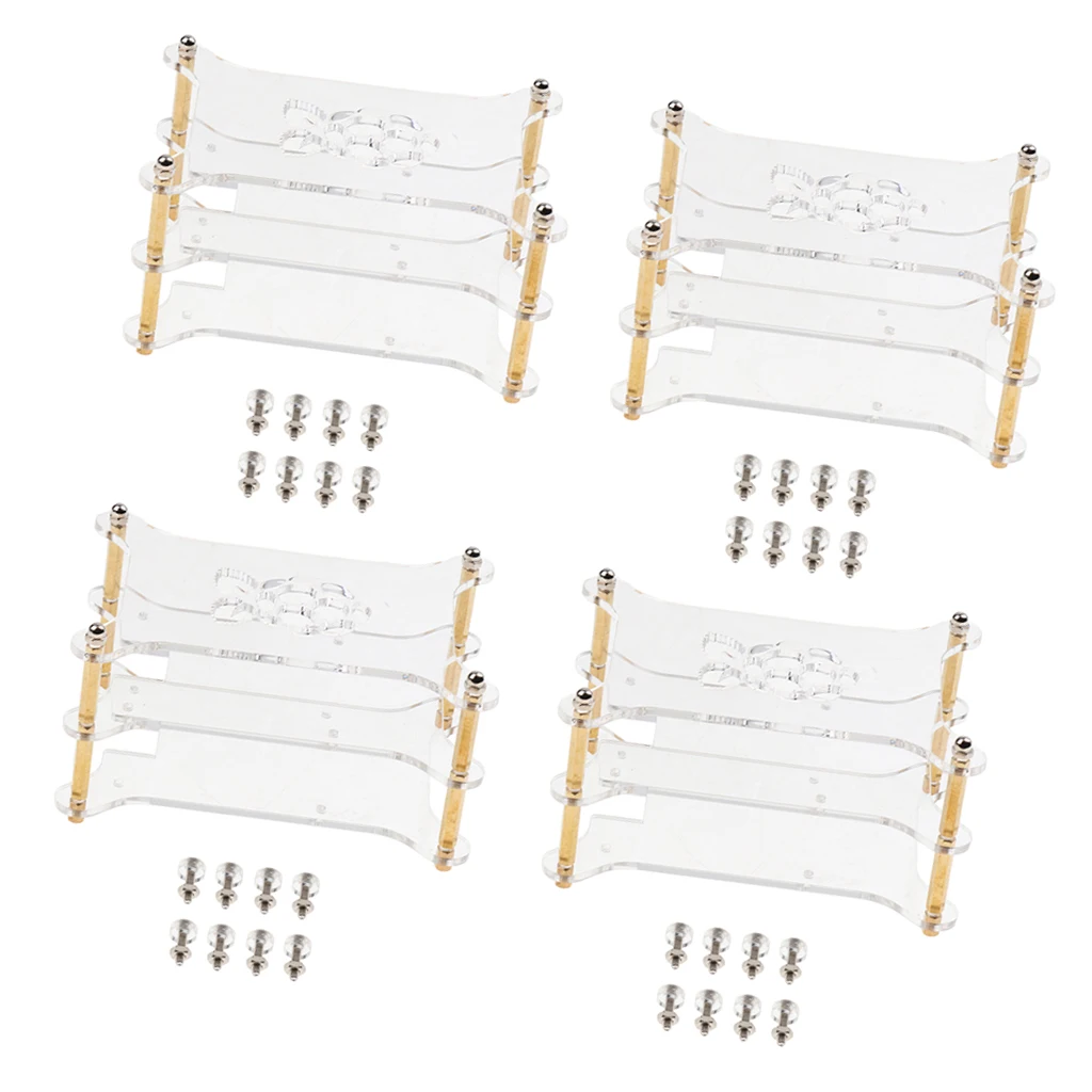 4Pack Acrylic Case Stack Enclosure Stackable Dog Bone Shape for Raspberry pi