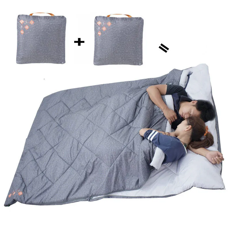 Best  3 Person Spring Autumn Sleeping Bag Can Fold As 2 Pillows Family Sleeping Bag for Backpacking Campi