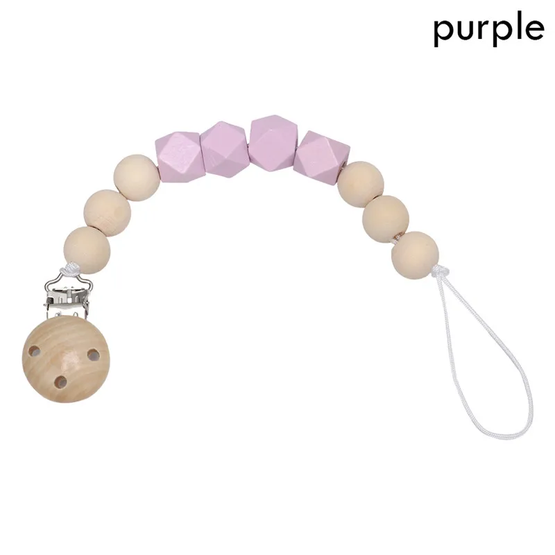 20158NEW Baby Pacifier Clip Chain Wood Holder Chupetas Soother Pacifier Clips Leash Strap Nipple Holder For Infant Feeding - Цвет: purple