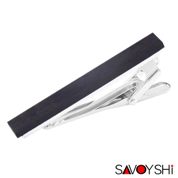 

SAVOYSHI Low-key Luxury Black Wood Tie Clips for Mens Necktie tie bar clasp High Quality Tie Clip Party Gift Brand Jewelry