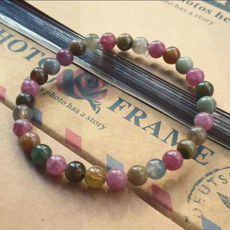 Hot sale Tourmaline Bracelet Beauty fashion Vanves natural crystal bracelets stone jewelry elastic rope gifts multicolour