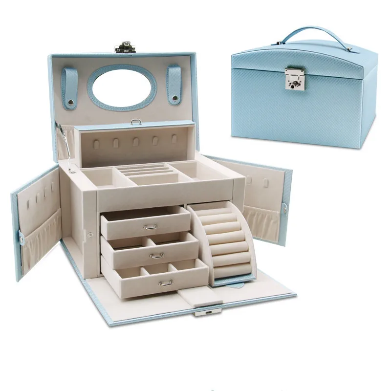 

Europe Style Jewelry Box Large Capacity Jewelry Organizer Multi-layer Makeup Case Multi-functional Necklace Rings Jewelry Boxes