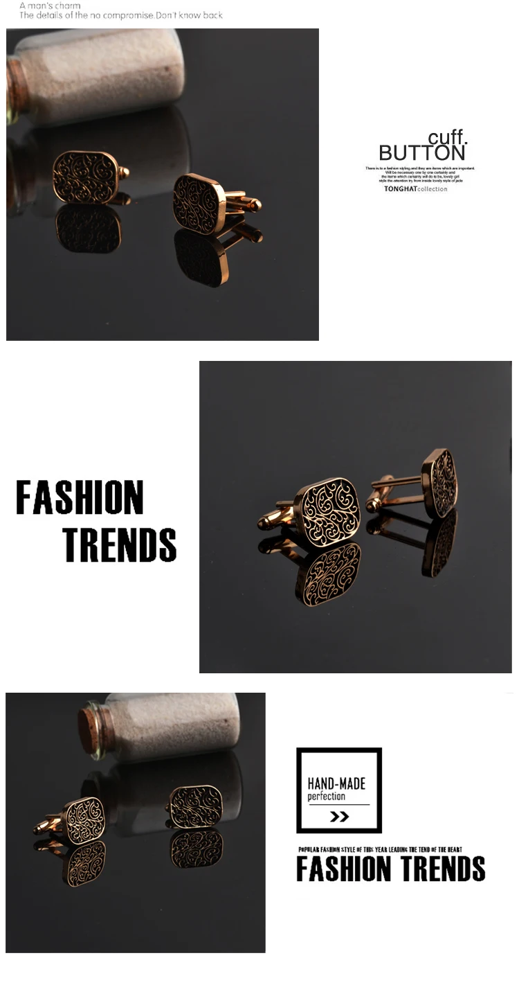 Запонки мужские с цветочным принтом классические в стиле ретро|link share|shirt fashionlink