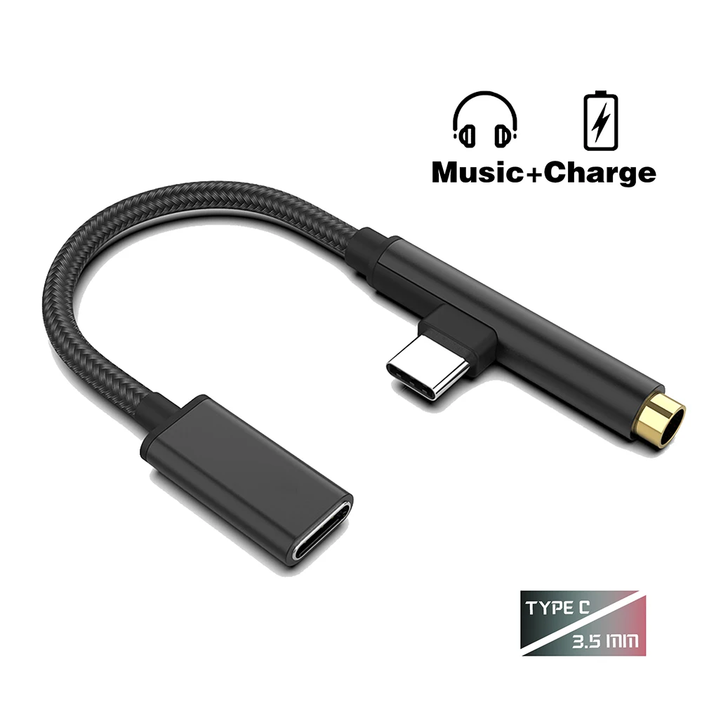 

Type C To 3.5mm Earphone Jack Adapter for Huawei Xiaomi Samsung 90 Degree USB Aux Audio USB-C Charger Charging Cable Headphone