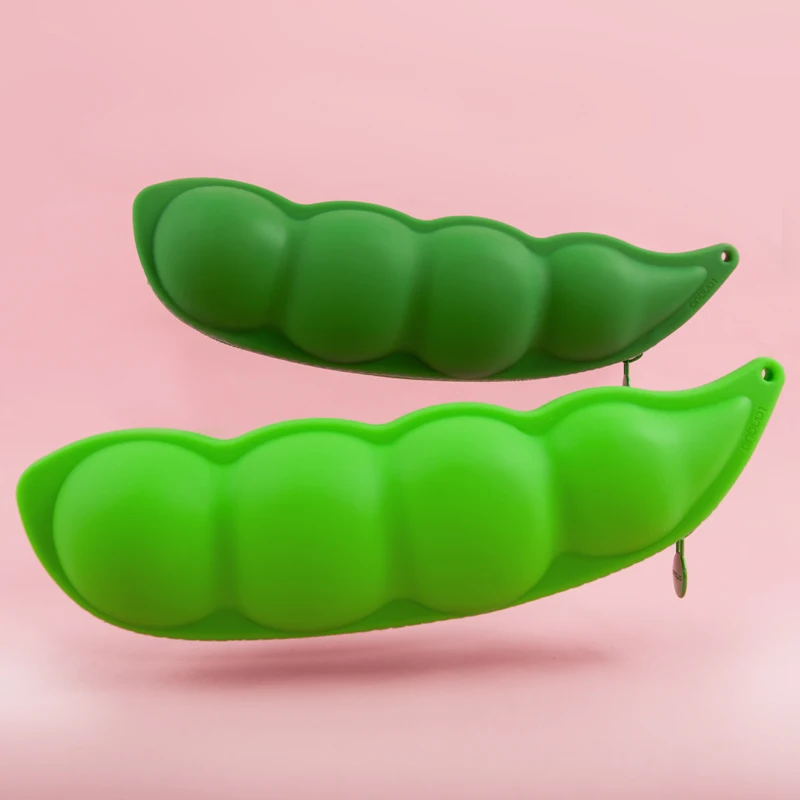 Us 9 59 Novelty Kawaii Silicone Pea Pencil Case Cute School Stationery Bag Pouch Kids Gift Escolar Papelaria In Bags From