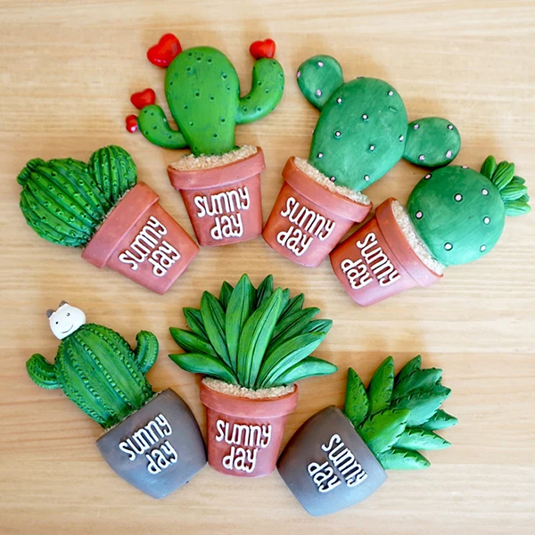 

Succulent Cactus Fridge Magnet Plant Creative Resin Refridgerator Magnets Home Decoration Sticker Decorative Fridge Magnet Craft