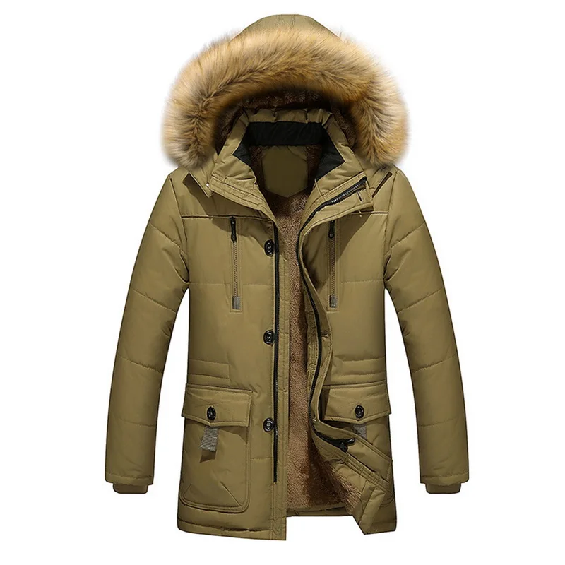 HEFLASHOR, зимняя утепленная мужская куртка,, теплая свободная парка с капюшоном, пальто, мужской пуховик, теплая Модная куртка, manteau homme hiver